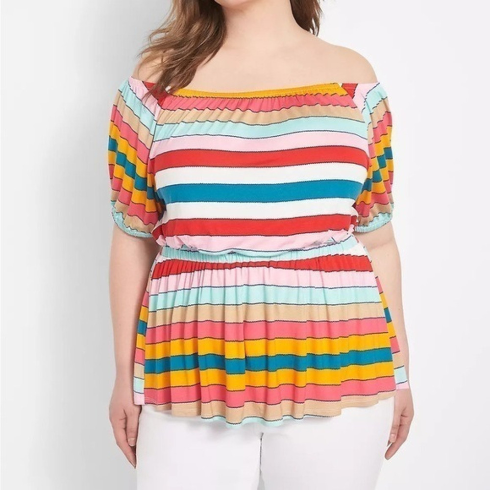 Lane Bryant Puff-Sleeve Convertible Peplum Top - Picture 15 of 16